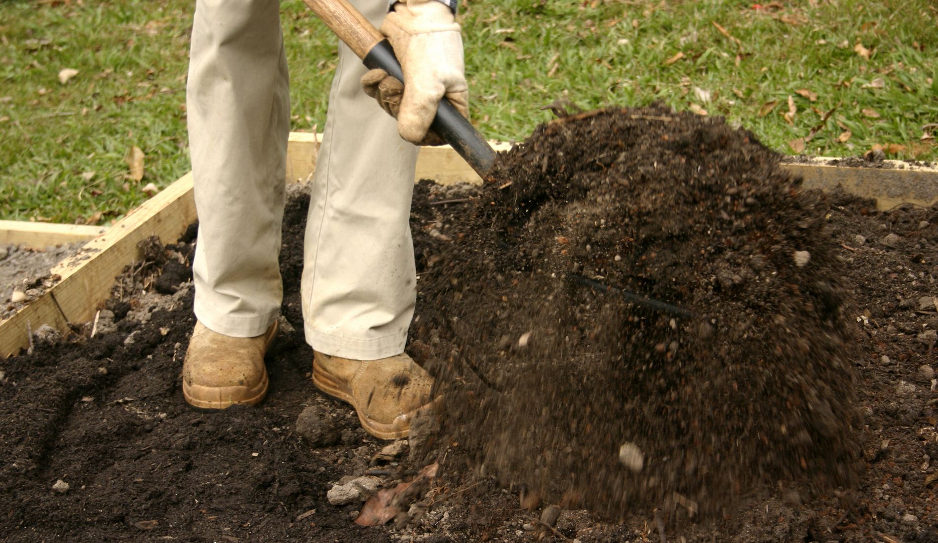Man Digging Garden Soil
