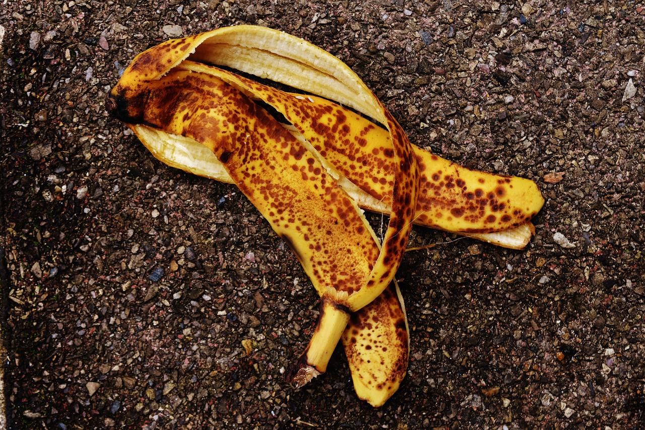 Banana peel on ground