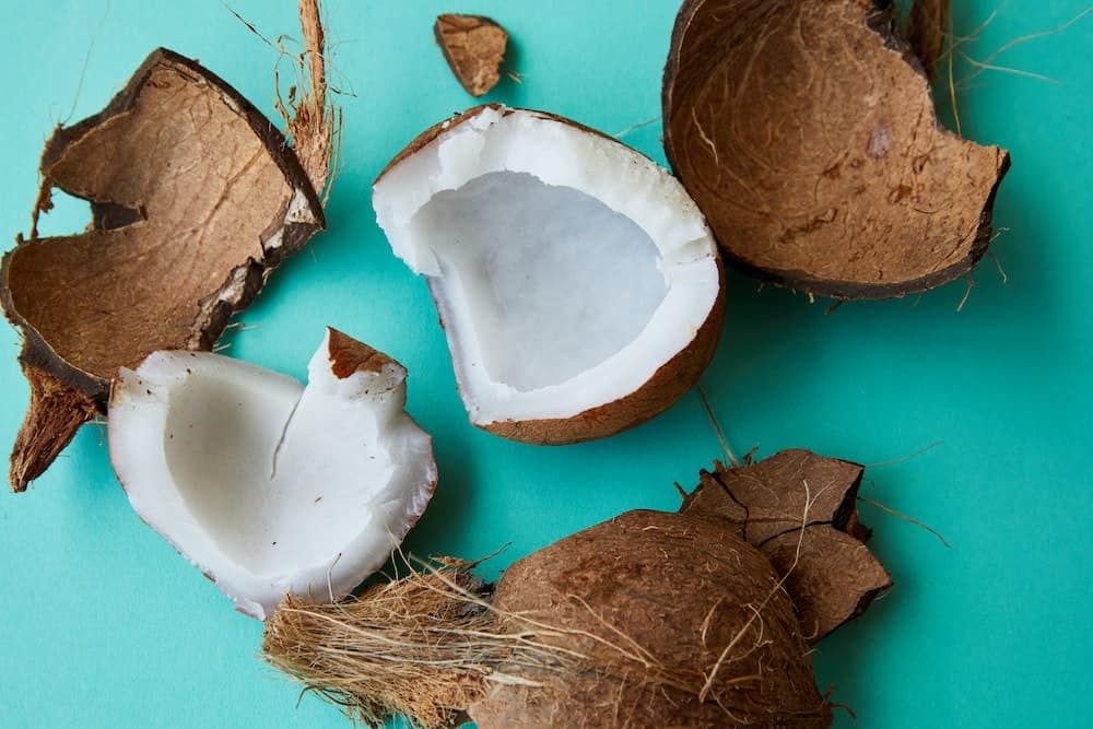 cracked coconut with soft white pulp
