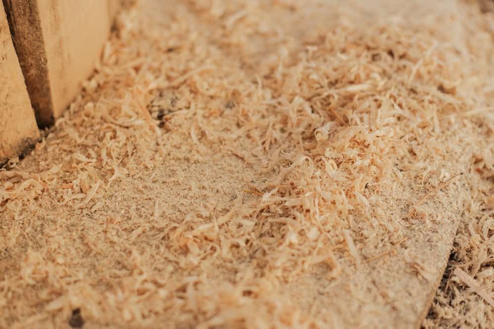 close up of sawdust