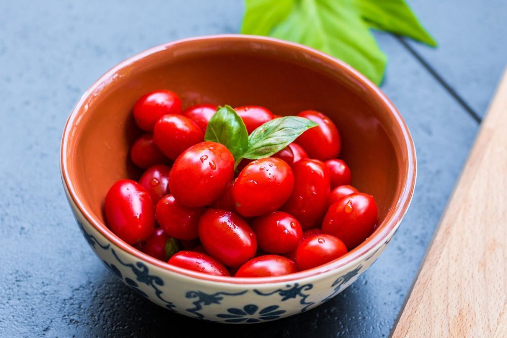 Red grape tomatoes in a bowl