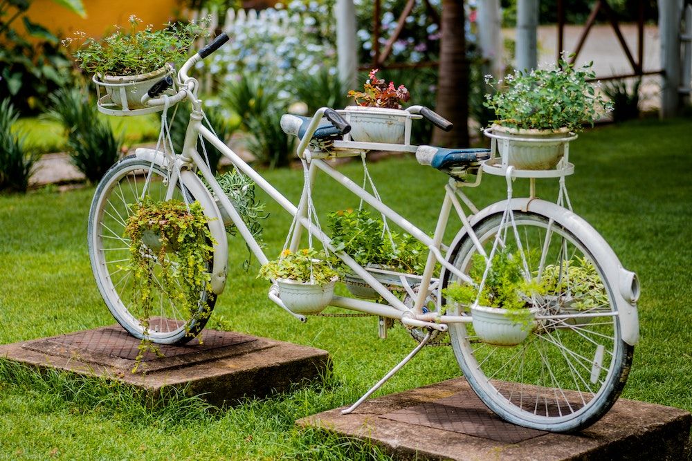 White City Bike Planter on Garden