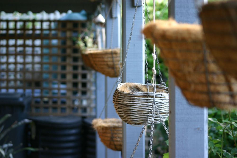 Hanging baskets outdoors