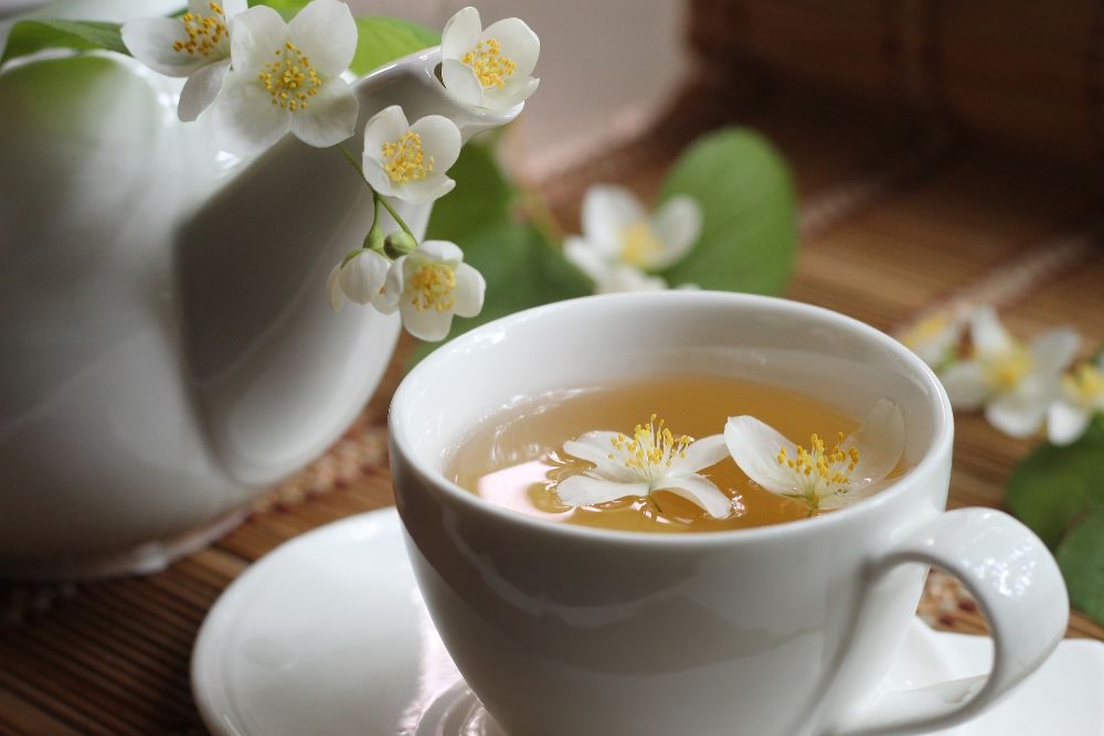 Jasmine tea with flowers