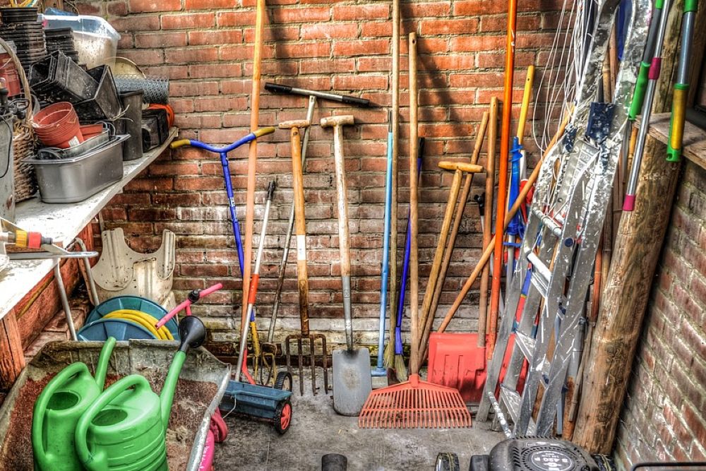 Garden shed with tools