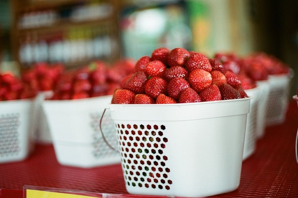strawberries in ventilated containers 