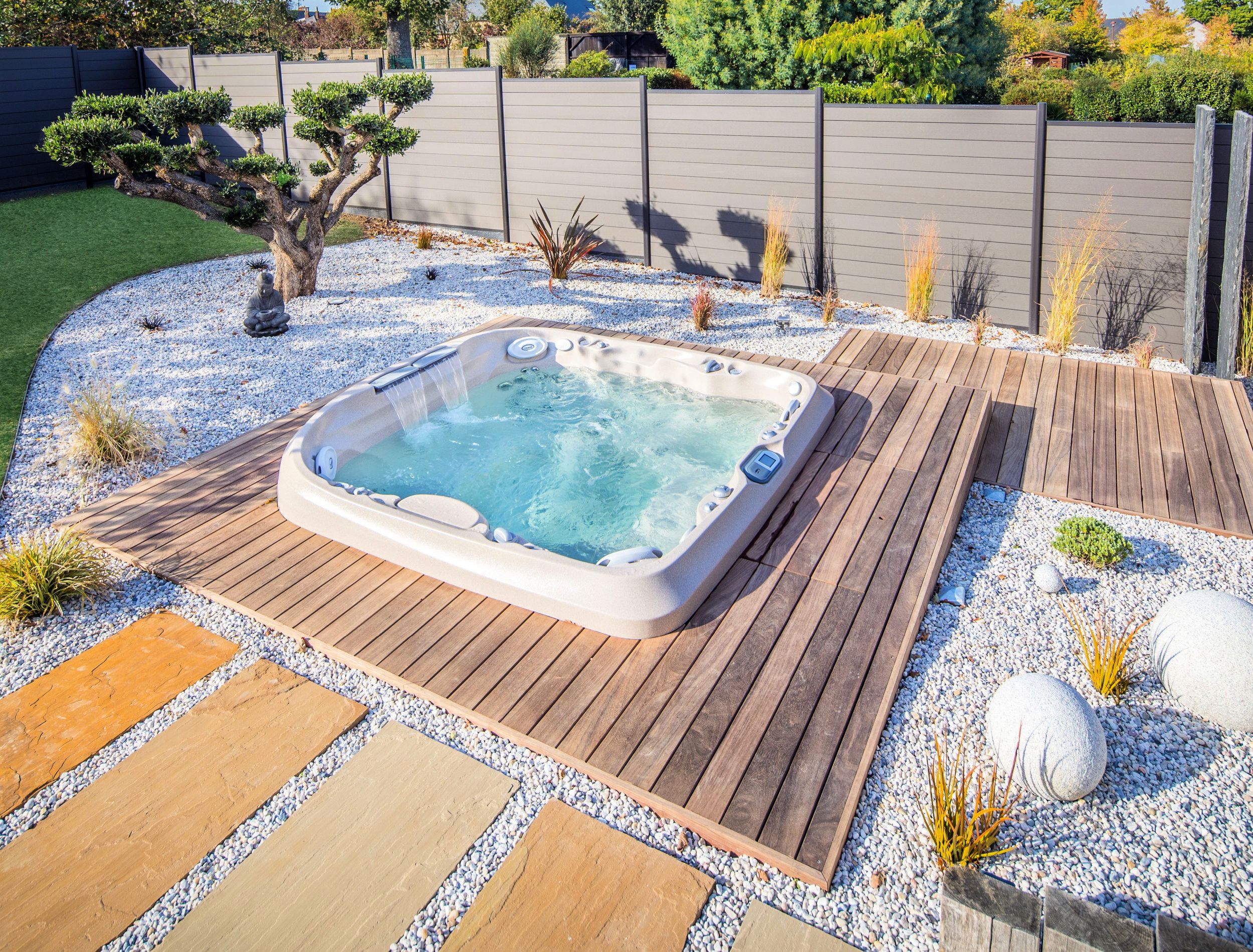 nice home spa in the garden with terrace