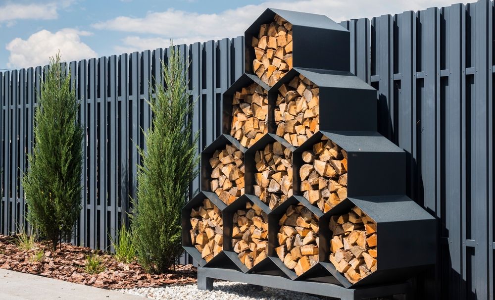 decorative firewood rack with in the form of honeycombs