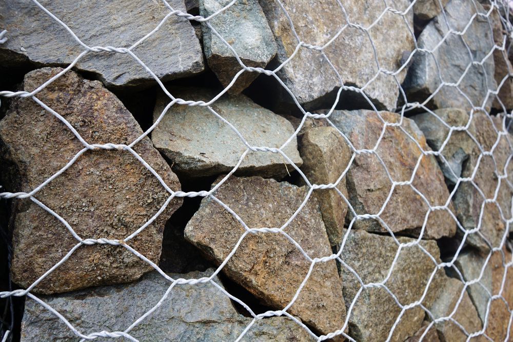 Gabion basket of rocks