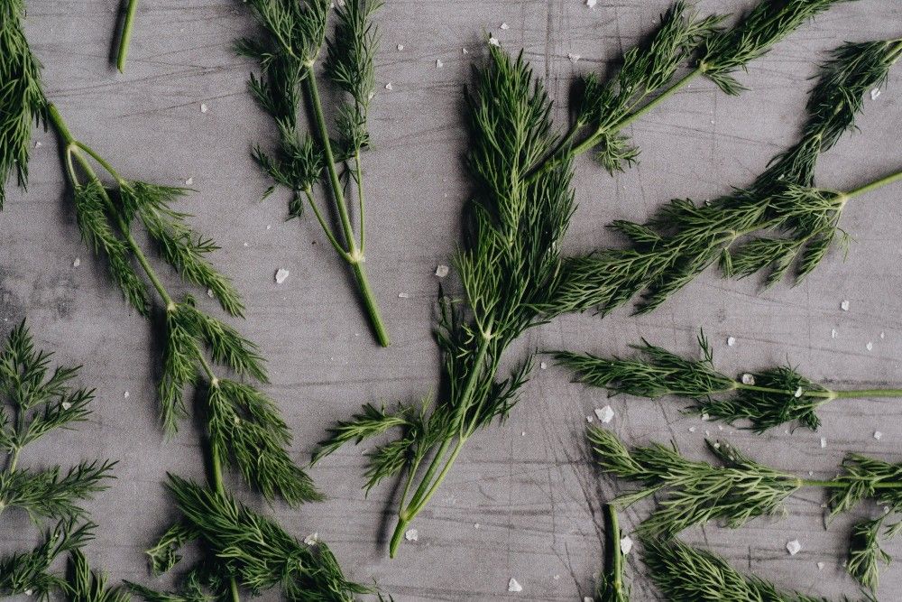 herbs on a baking sheet