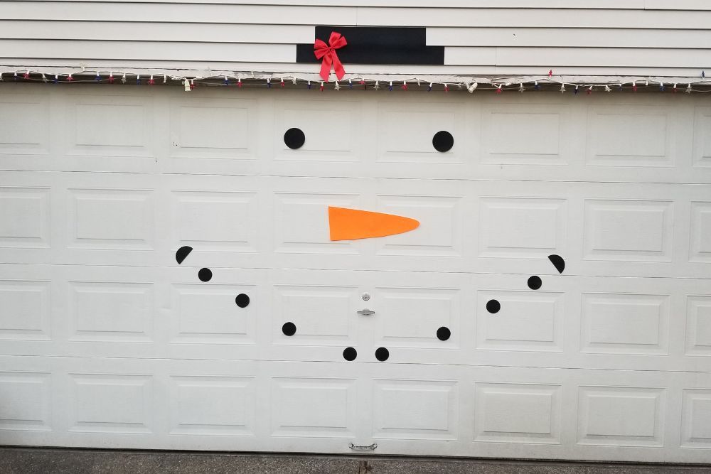 Snowman on a garage door