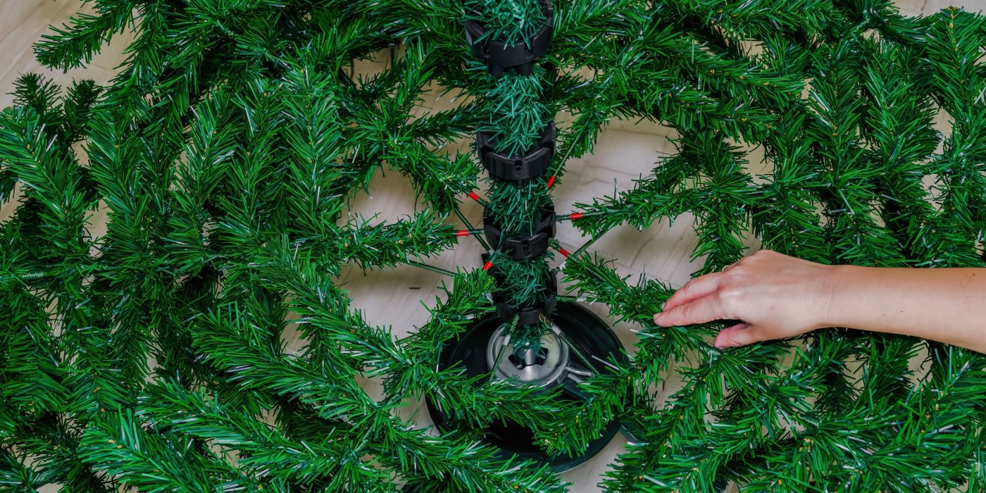 fixing an artificial christmas tree