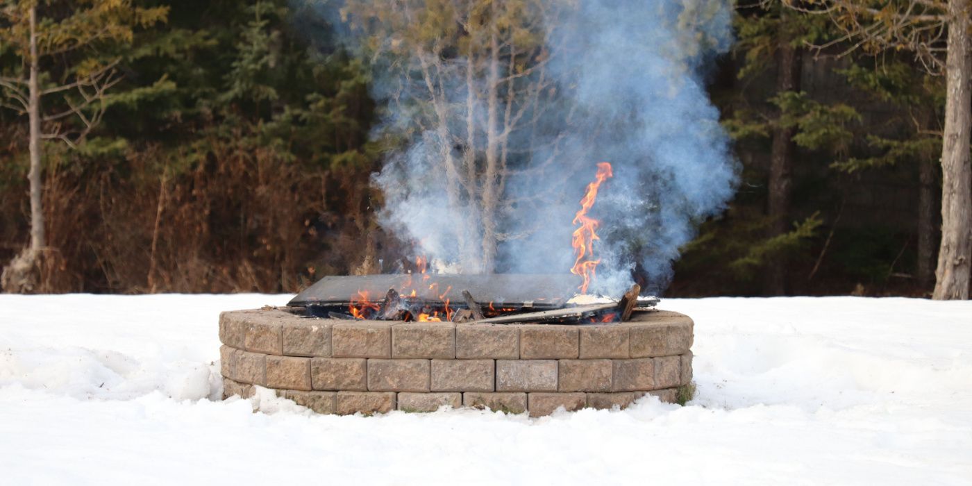 outdoor stone firepit 