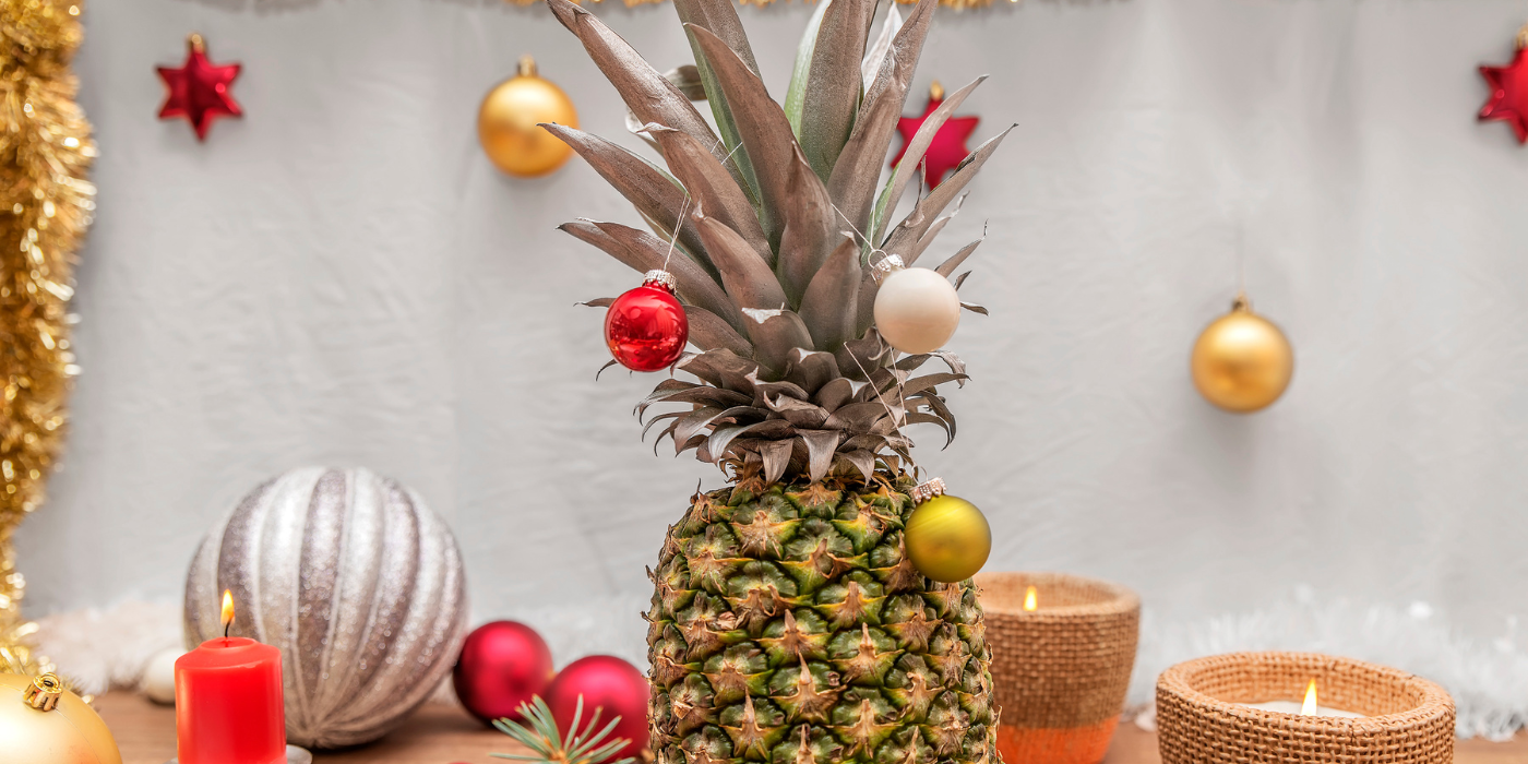 Pineapple with baubles