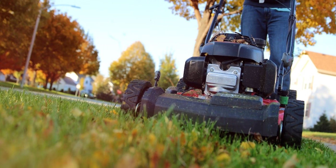mowing the lawn in the fall