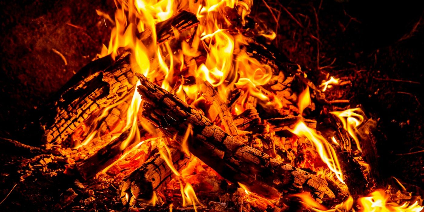 Roaring log fire