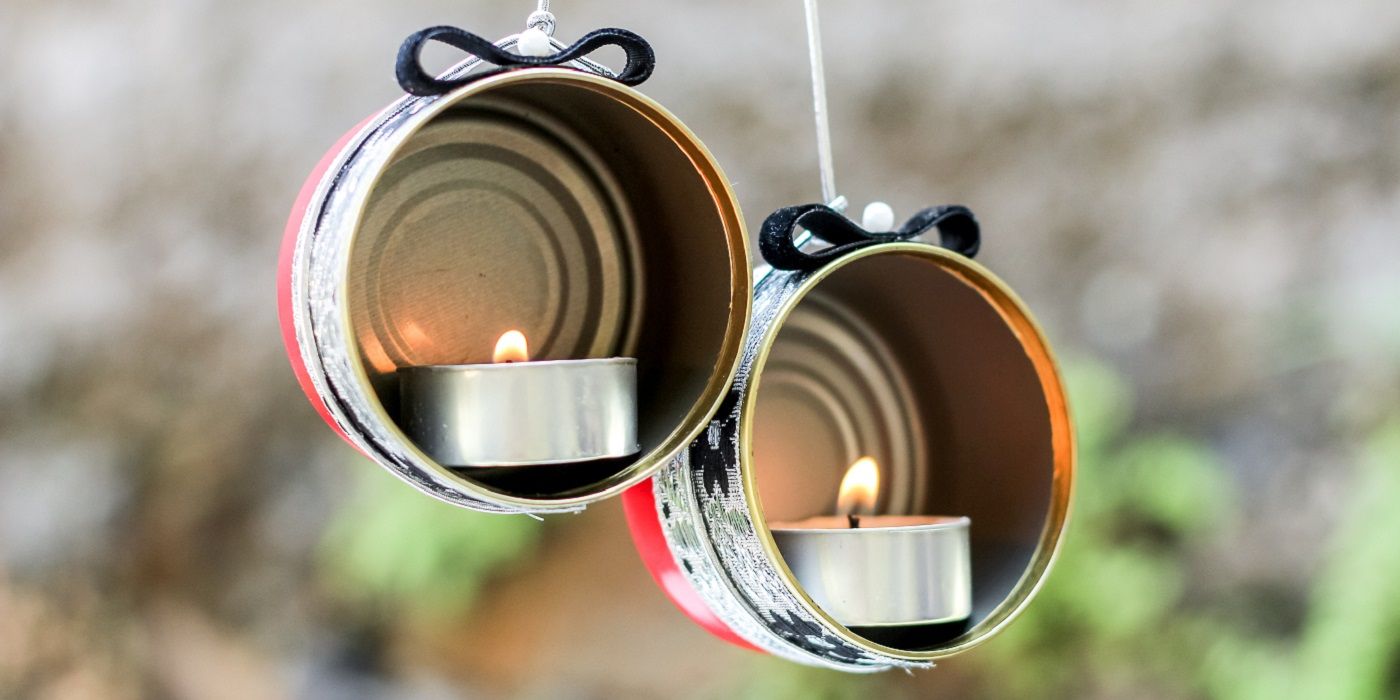 DIY lamps with tea lamps and tin cans