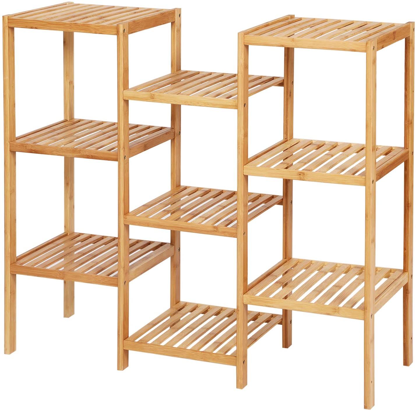 SONGMICS Bamboo Customizable 9-Tier Plant Stand