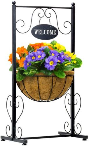 Sorbus Welcome Planter Basket Stand with Coco Liner - $$title$$