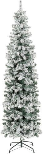 7.5ft Snow Flocked Artificial Pencil Christmas Tree Holiday Decoration w/Metal Stand