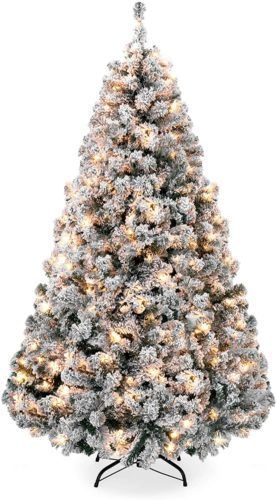 7.5ft pre-lit flocked Christmas tree with warm lights