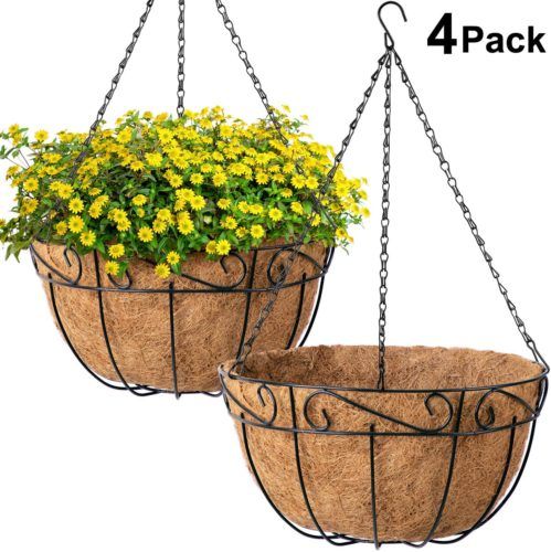 Amagabeli 4 Pack Metal Hanging Planter Basket