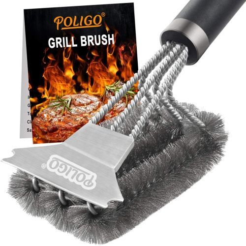 POLIGO Grill Brush and Scraper with Deluxe Handle
