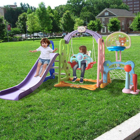 ZHOU2# 6 in 1 Kids Indoor Outdoor Playground Set - $$title$$