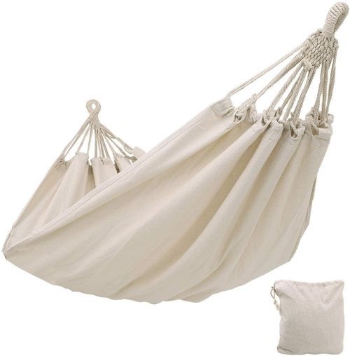 An off-white cotton traditional hammock.