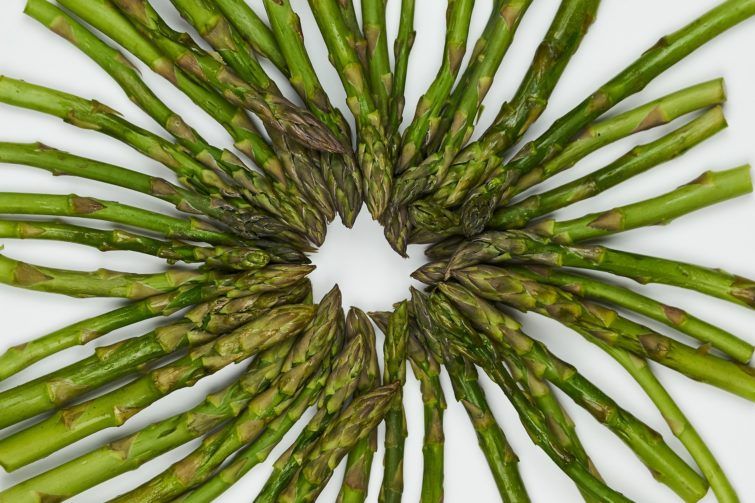 fresh asparagus in a circle
