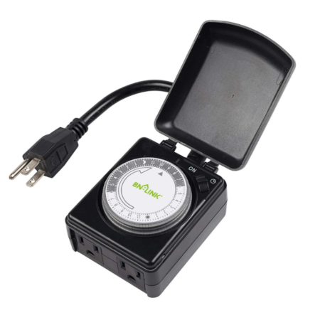 BN-LINK Compact Outdoor Mechanical 24 Hour Programmable Dual Outlet Timer