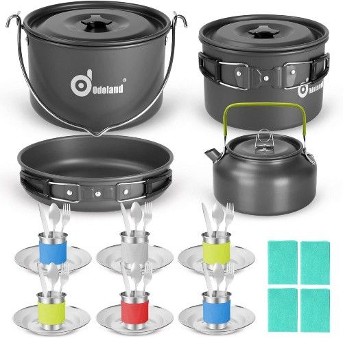 $$title$$ - Odoland 39 pcs Camping Cookware Mess Kit for 6