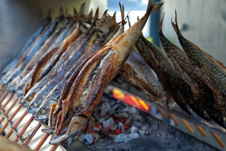 Grilled fish over the fire