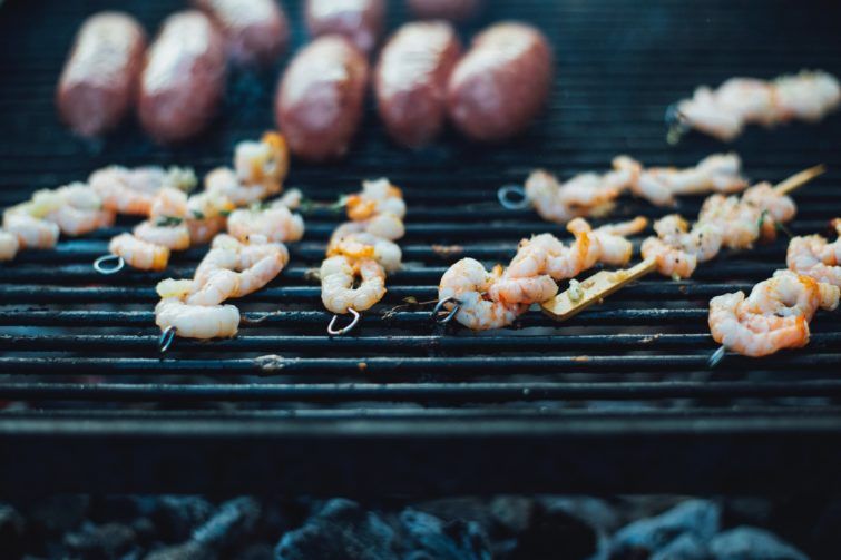 Shrimps on a grill
