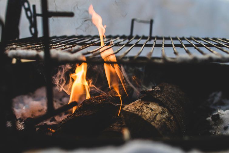 a fire pit grill closeup