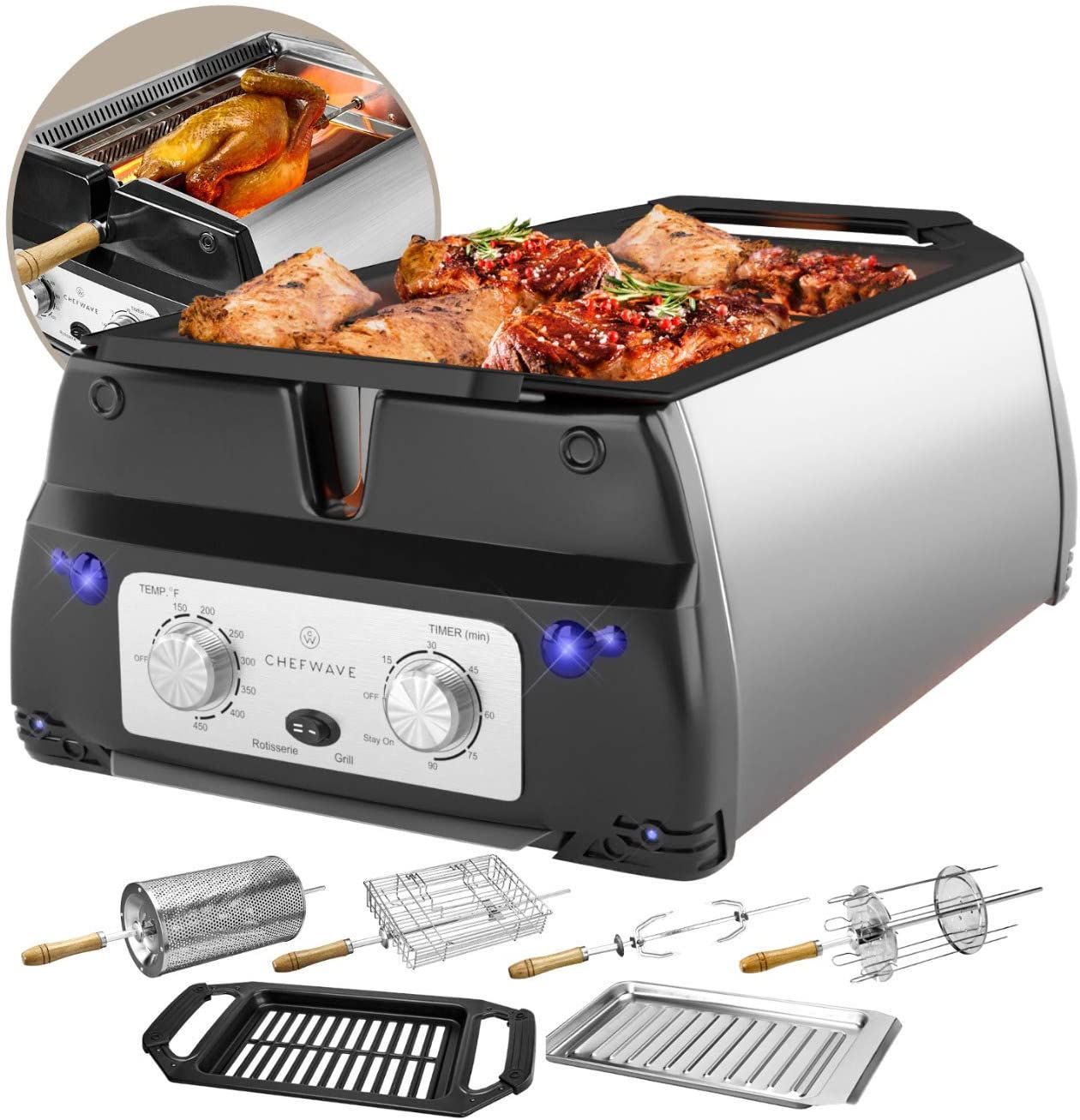 ChefWave Smokeless Indoor Electric Grill &amp; Rotisserie - $$title$$