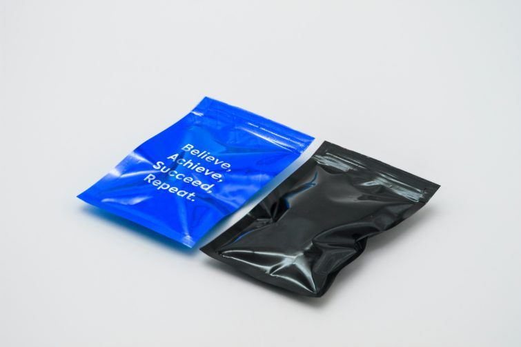 Blue and black foil pouch