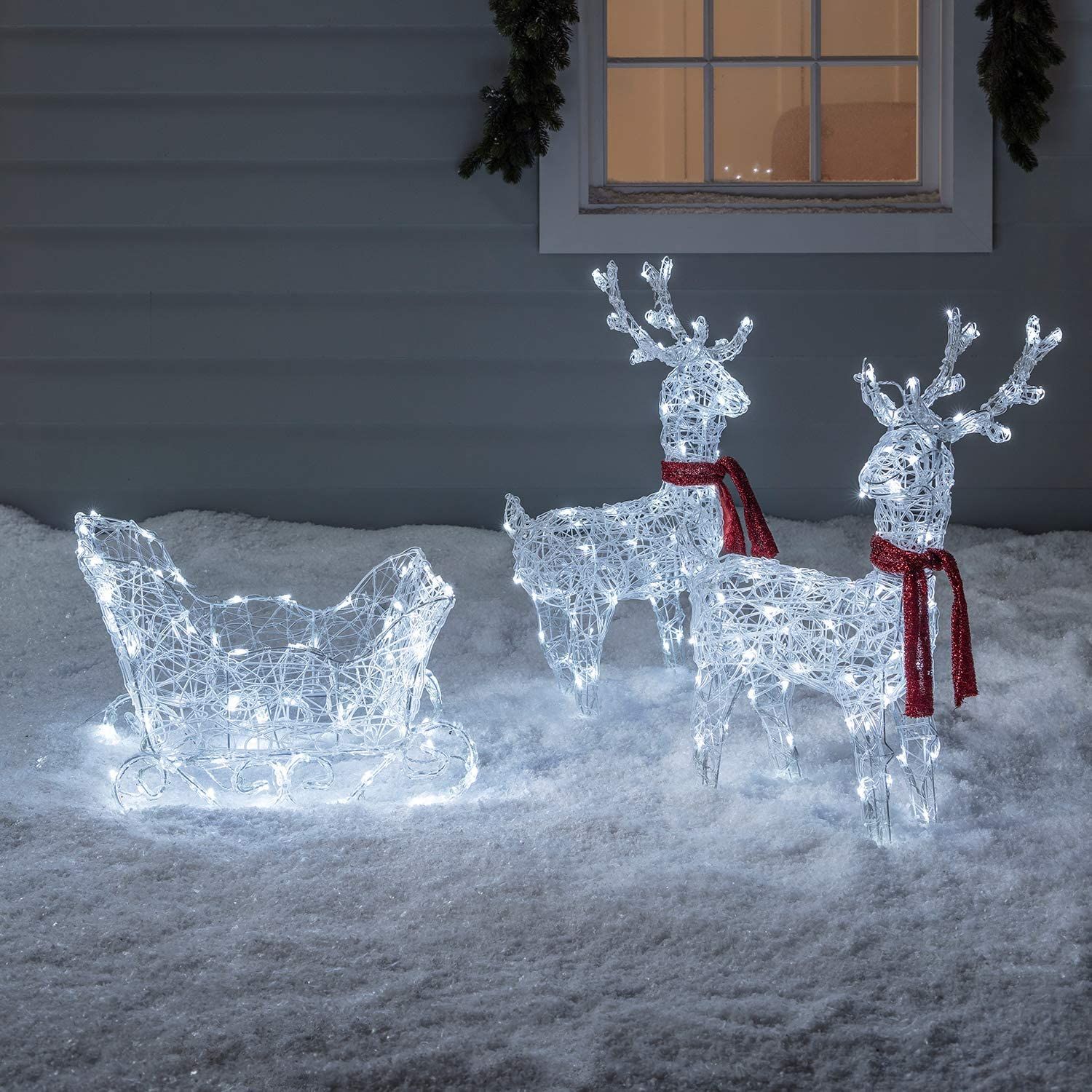 Reindeer &amp; Sleigh Acrylic Figures