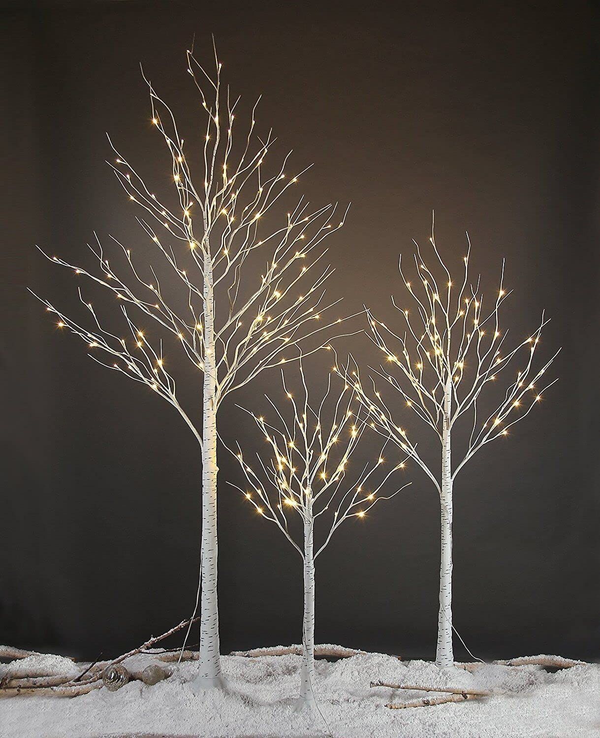 LED Birch Trees, Set of 3