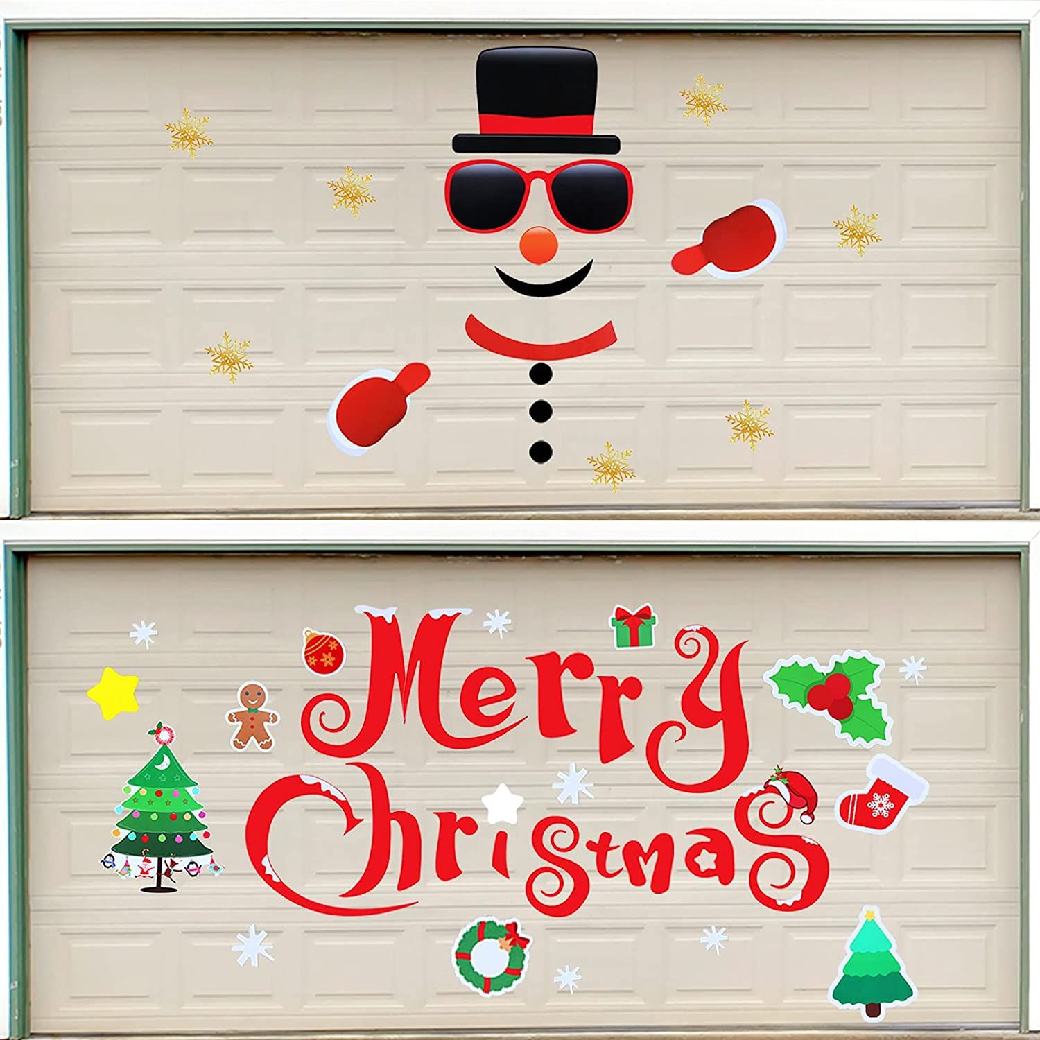Zonon - 2 Sets Christmas Garage Door Decoration Stickers
