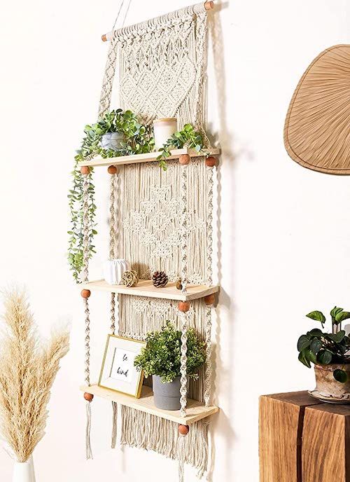 Macrame Wall Hanging Plant Shelf 