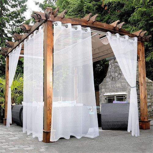 Bonzer White Outdoor Sheer Curtains for Patio