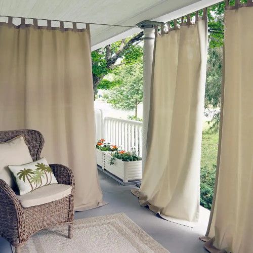 Taupe Solid Tab Top Room Darkening Outdoor Curtain